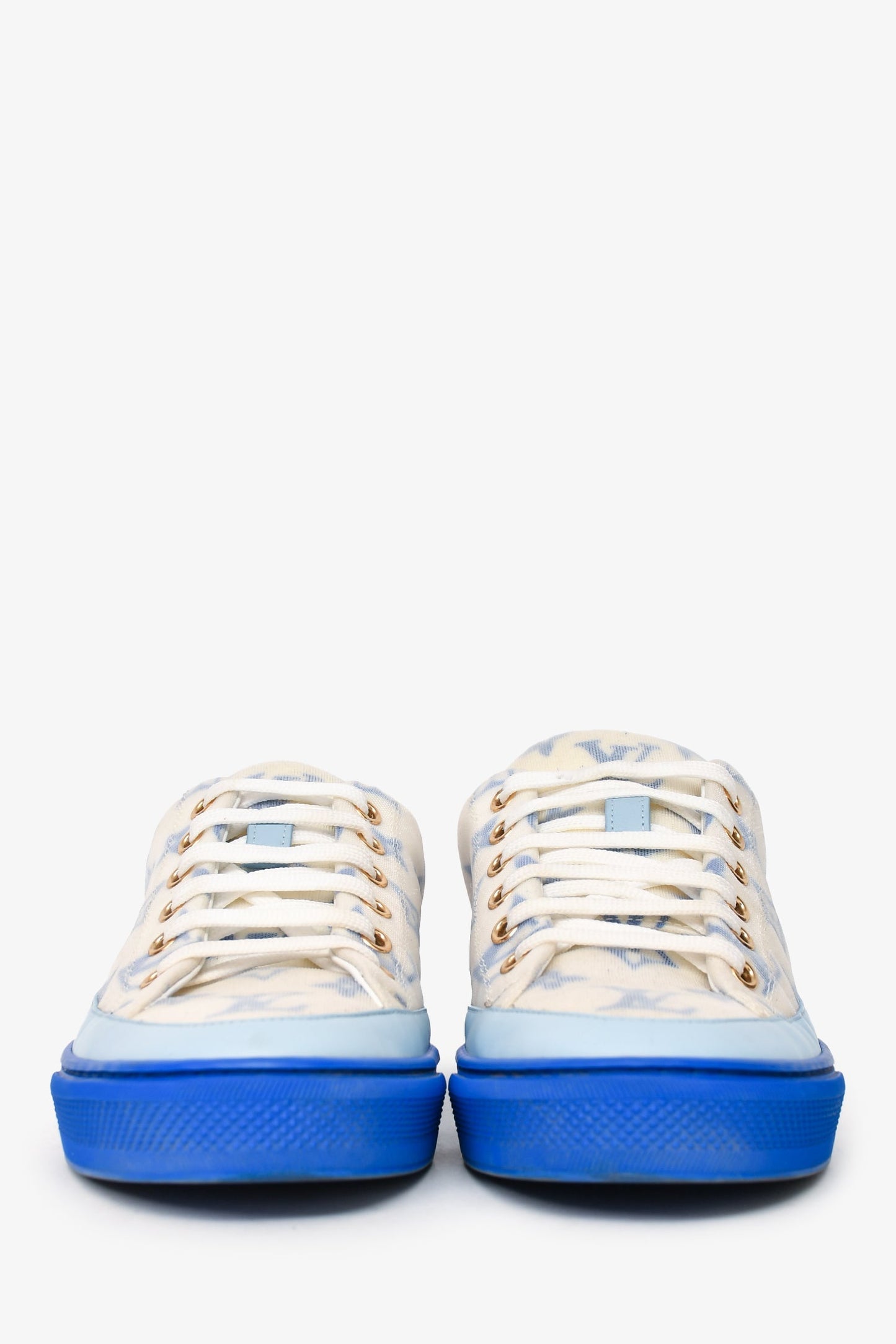 Louis Vuitton White/Blue Monogram Stellar Sneakers Size 37.5 (As Is)