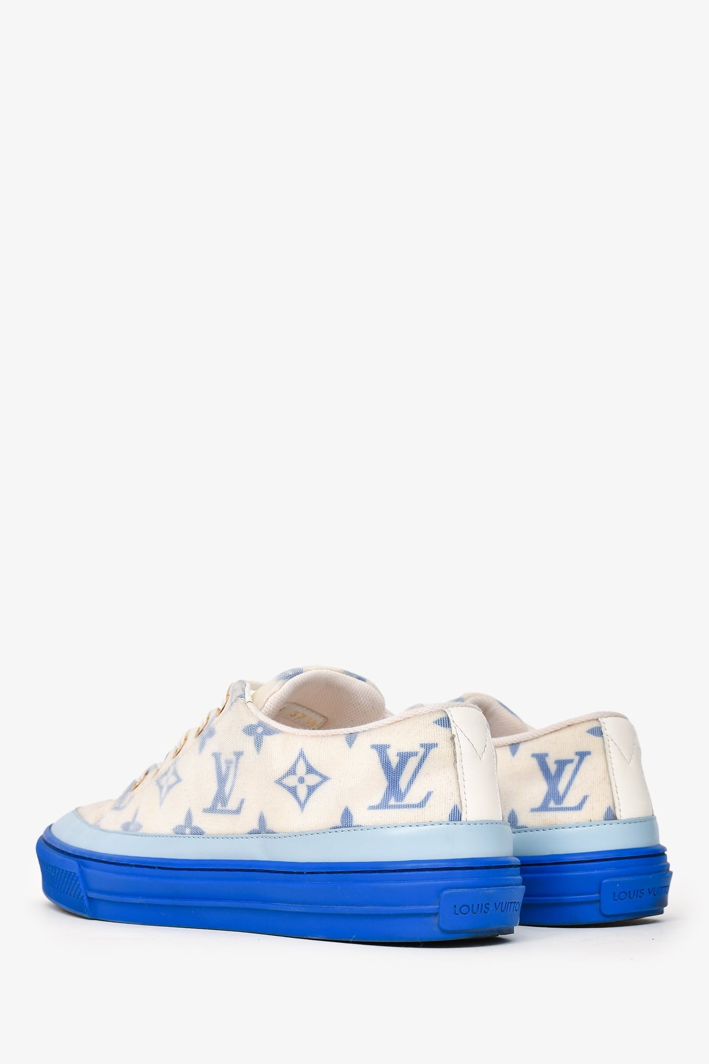 Louis Vuitton White/Blue Monogram Stellar Sneakers Size 37.5 (As Is)
