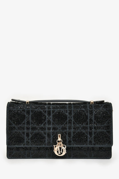 Christian Dior 2023 Black Bead Embellished My Dior Mini Bag with Chain