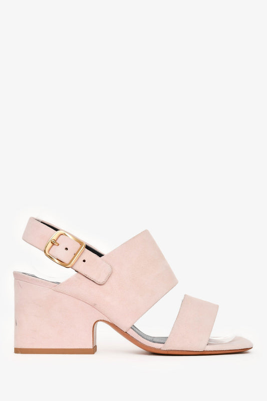 Celine Pink Suede Heeled Sandals Size 37.5