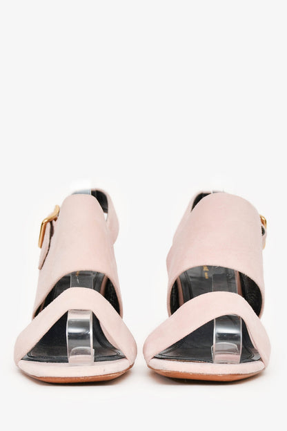 Celine Pink Suede Heeled Sandals Size 37.5