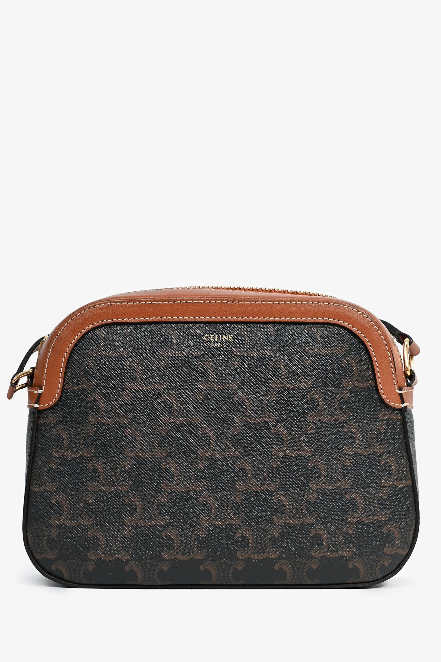 Celine 2019 Black/Brown Canvas/Leather Small Crossbody Bag
