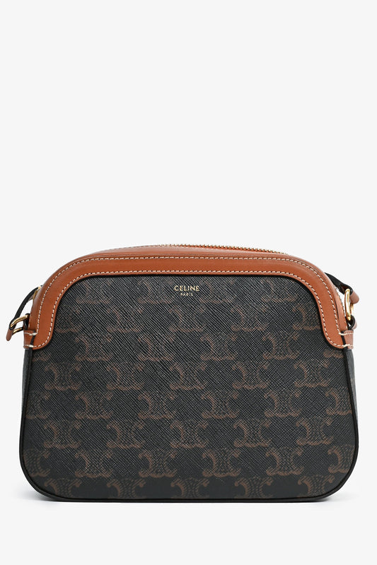 Celine 2019 Black/Brown Canvas/Leather Small Crossbody Bag