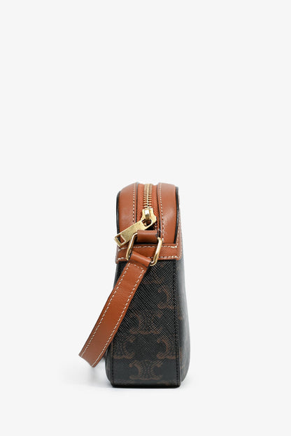 Celine 2019 Black/Brown Canvas/Leather Small Crossbody Bag