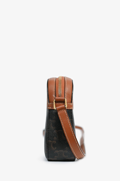 Celine 2019 Black/Brown Canvas/Leather Small Crossbody Bag