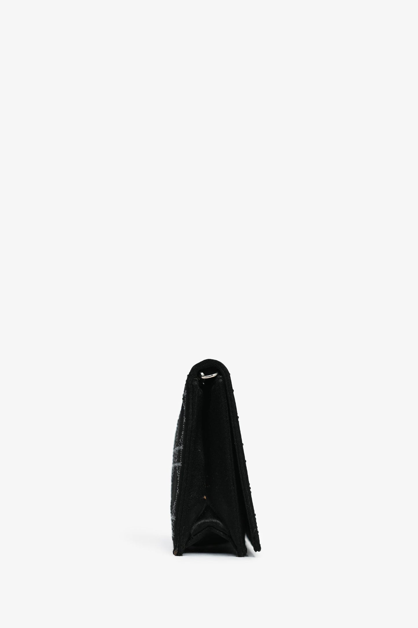 Christian Dior 2008 Black Satin Crystal Cannage Clutch On Chain