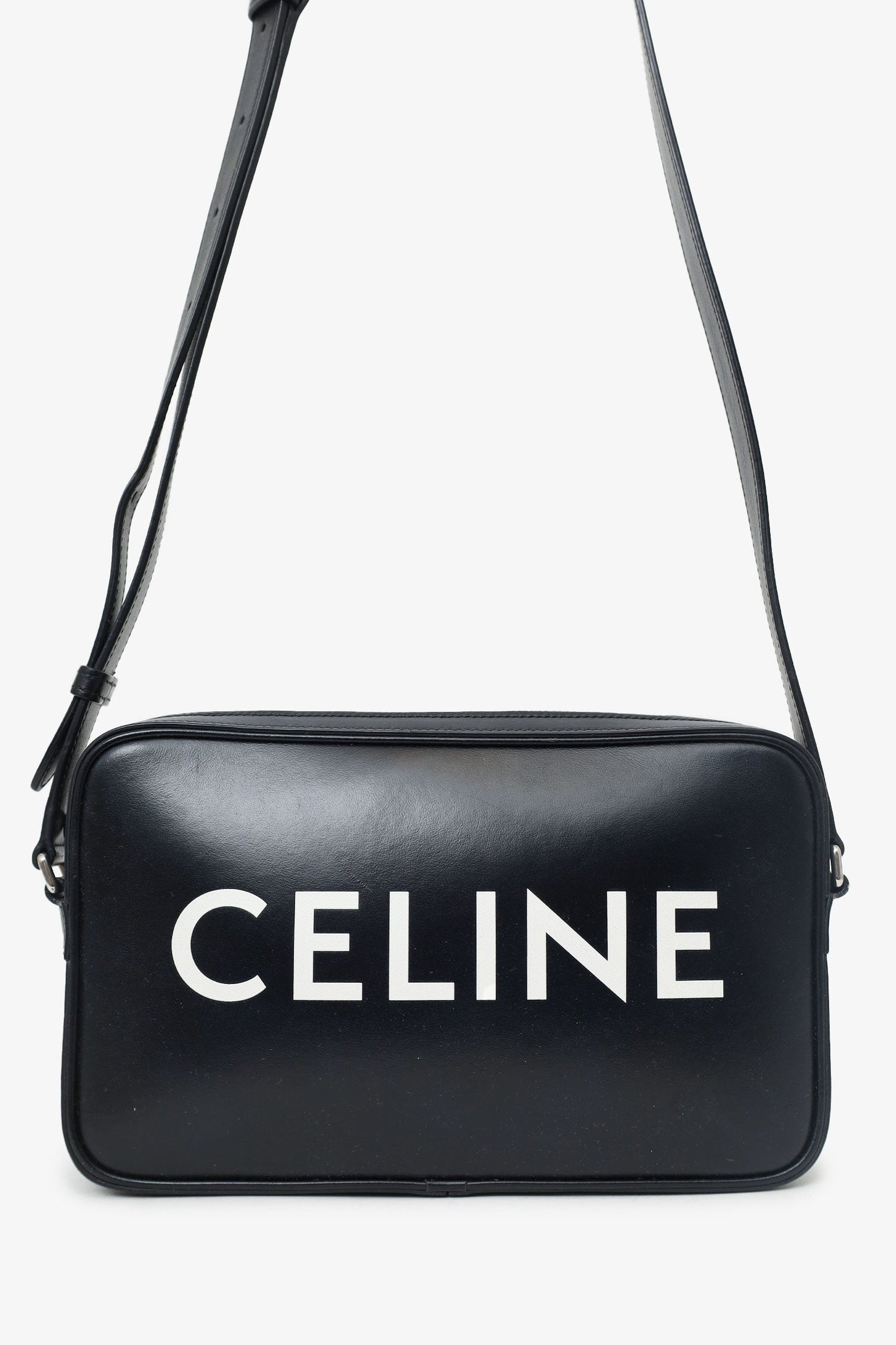 Celine Black Logo Messenger Bag
