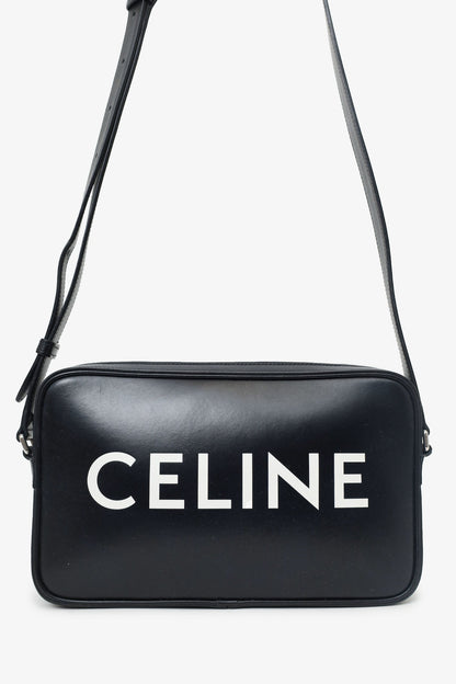 Celine Black Logo Messenger Bag