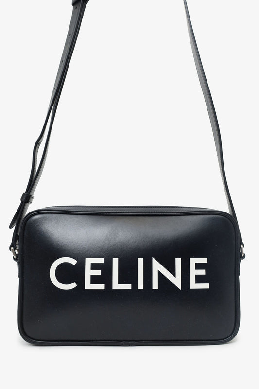 Celine Black Logo Messenger Bag