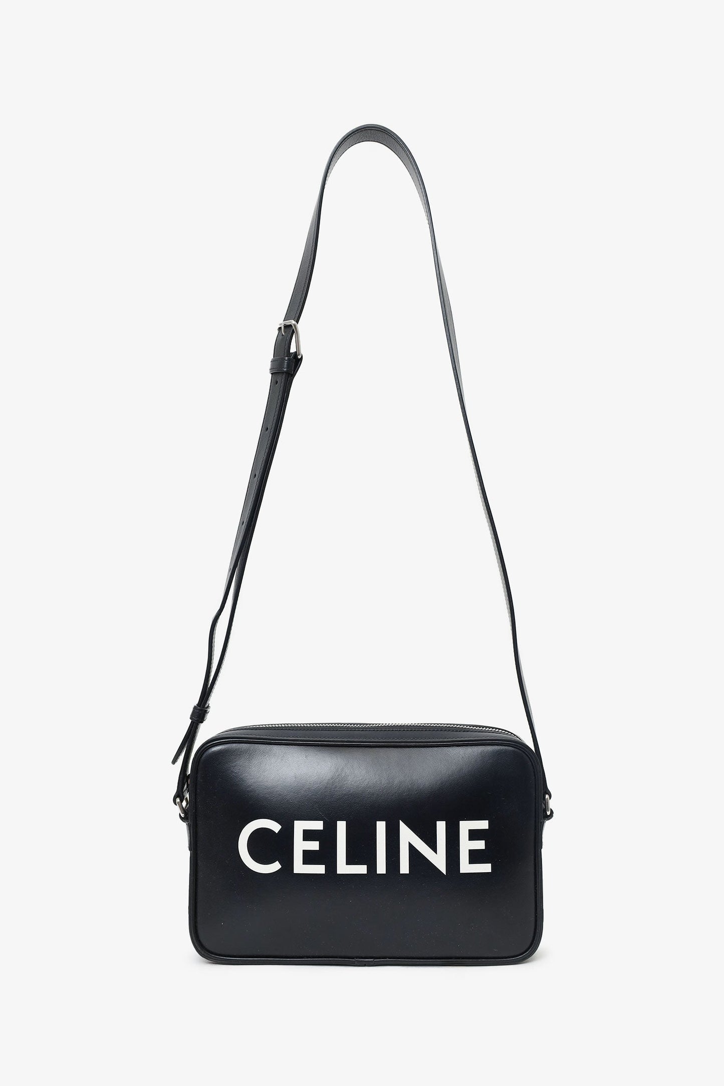 Celine Black Logo Messenger Bag