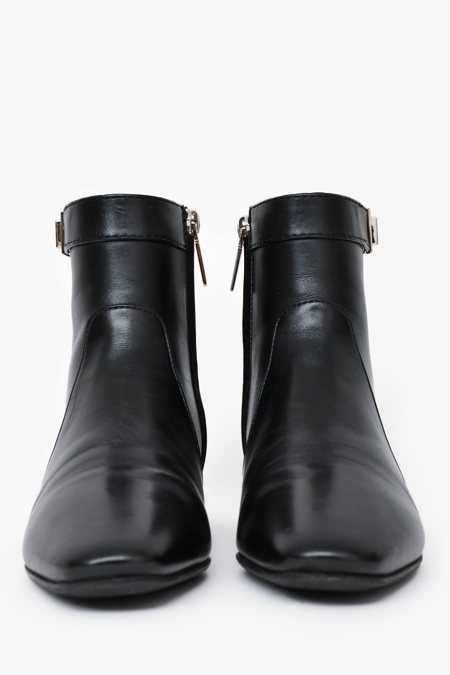 Christian Dior Black Leather Blason Low Boots Size 34