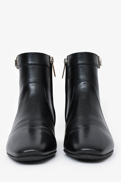 Christian Dior Black Leather Blason Low Boots Size 34