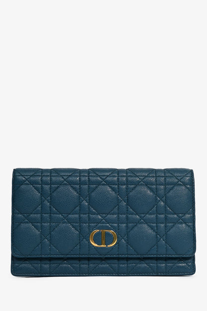 Christian Dior Teal Cannage Leather Caro Waist Bag