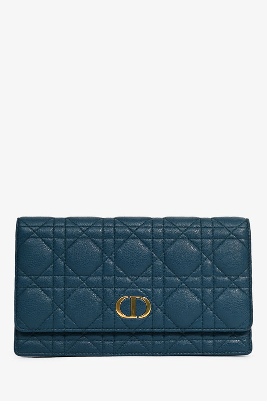Christian Dior Teal Cannage Leather Caro Waist Bag