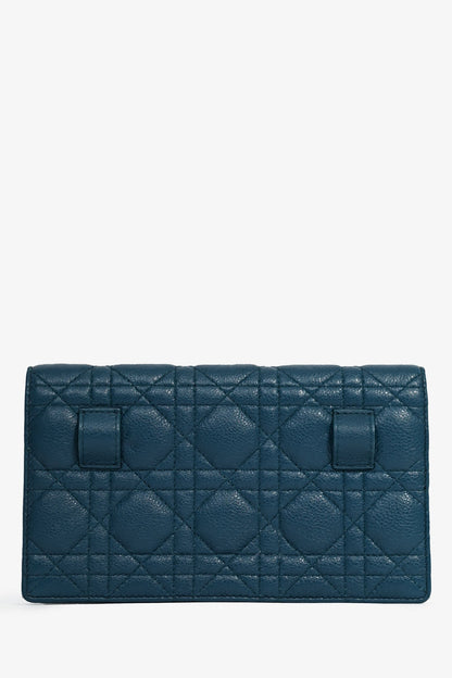 Christian Dior Teal Cannage Leather Caro Waist Bag