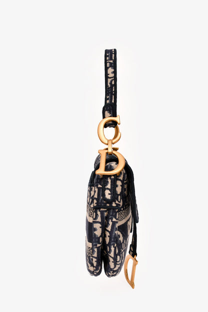 Christian Dior 2020 Navy Oblique Classic Saddle Bag with Strap