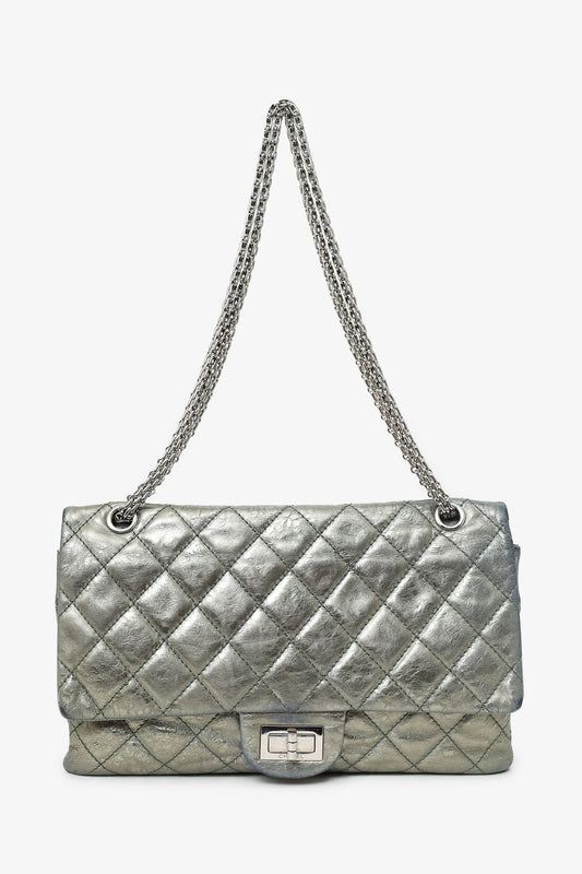 Pre-Loved Chanel™ Silver Metallic Reissue 226 Double Flap Bag (As Is)