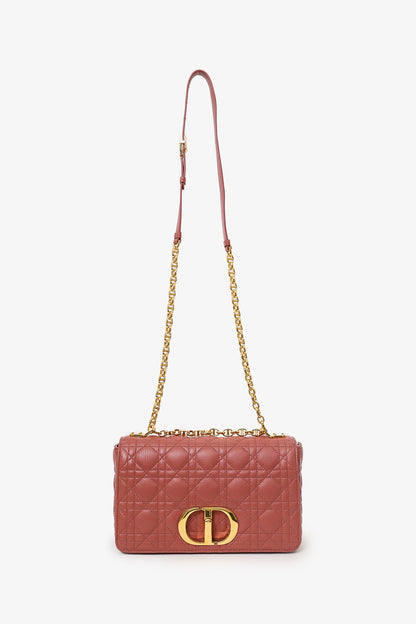 Dior 2022 Rust Cannage Leather Medium Caro Shoulder Bag