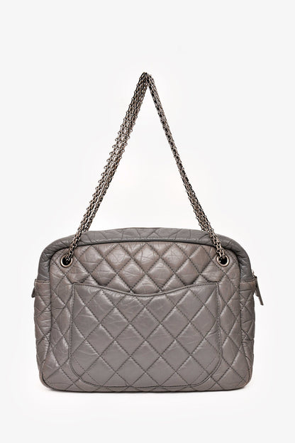 Pre-Loved Chanel™ 2008-2009 Grey Crackled Leather Quilted Reissue Camera Bag (As Is)