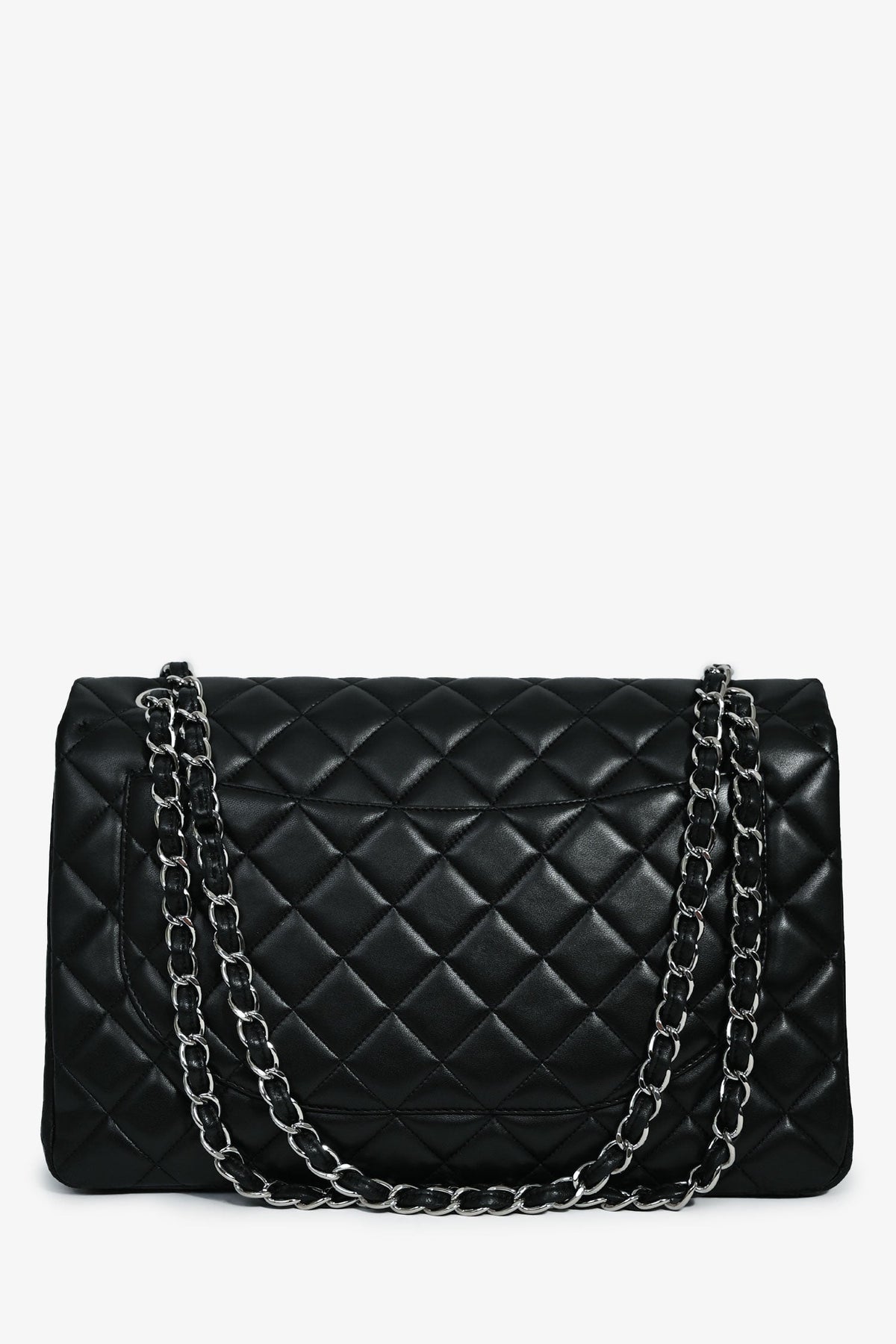 Pre-Loved Chanel™ 2011 Black Lambskin Classic Single Maxi Flap Bag