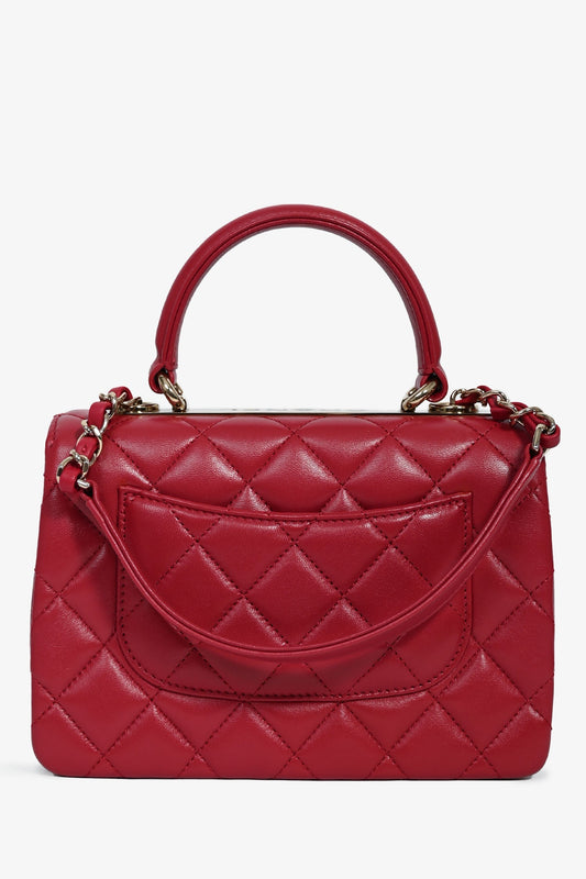 Pre-Loved Chanel™ Magenta Leather Trendy CC Small Top Handle