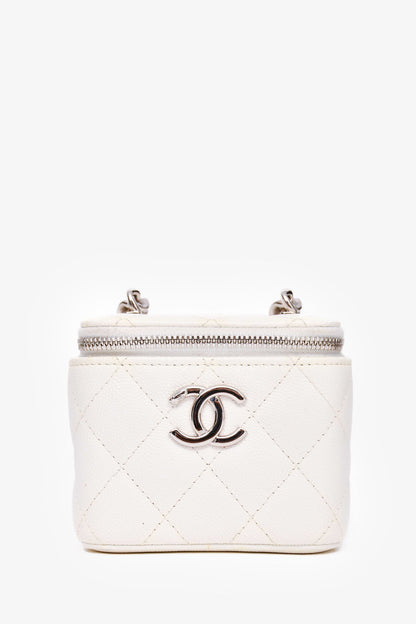 Pre-Loved Chanel™ 2022 White Caviar Leather Mini Vanity Case (As Is)