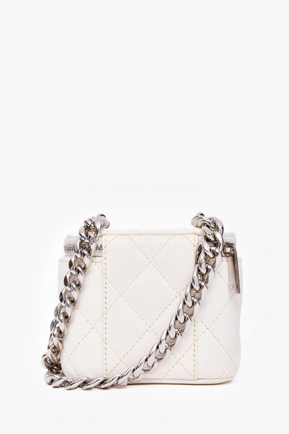 Pre-Loved Chanel™ 2022 White Caviar Leather Mini Vanity Case (As Is)