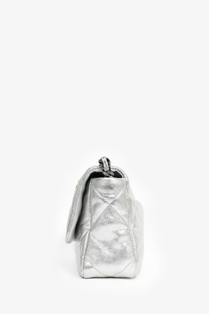Pre-Loved Chanel™ 2020 Silver Lambskin Medium 19 Flap Bag