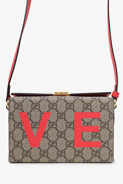Gucci Brown GG Supreme Valentine's Day Mini 'Love' Trunk Box Bag