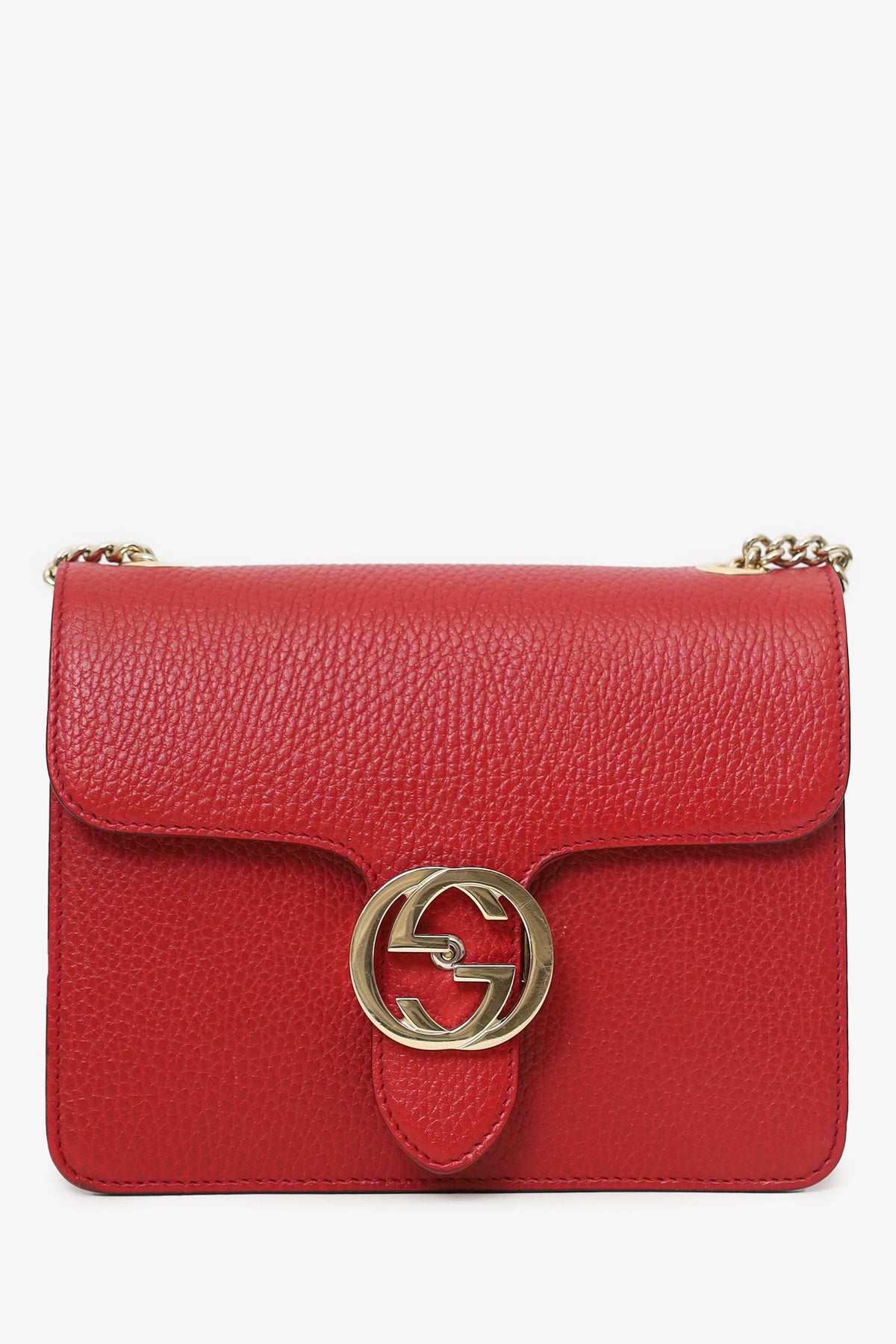 Gucci Red Leather Interlocking G Small Dollar Crossbody Bag