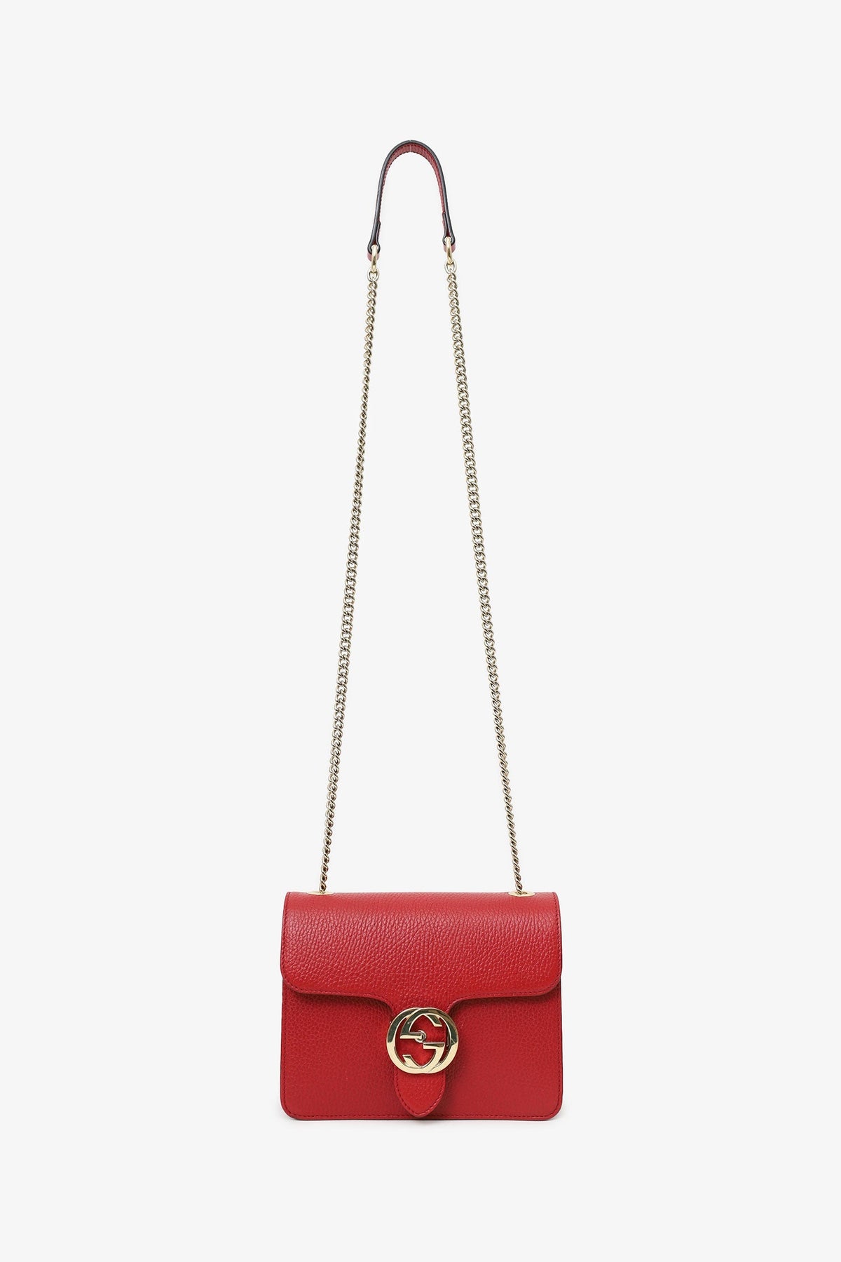 Gucci Red Leather Interlocking G Small Dollar Crossbody Bag