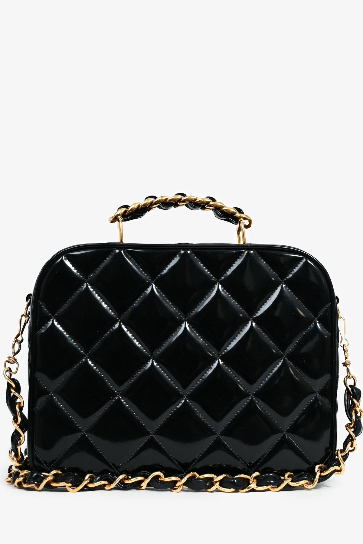 Pre-Loved Chanel™ 1994-96 Black Patent Leather Large Vanity Case