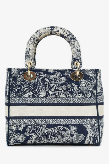 Christian Dior Black/White Toile de Jouy 'Lady D-Lite' Top Handle with Strap