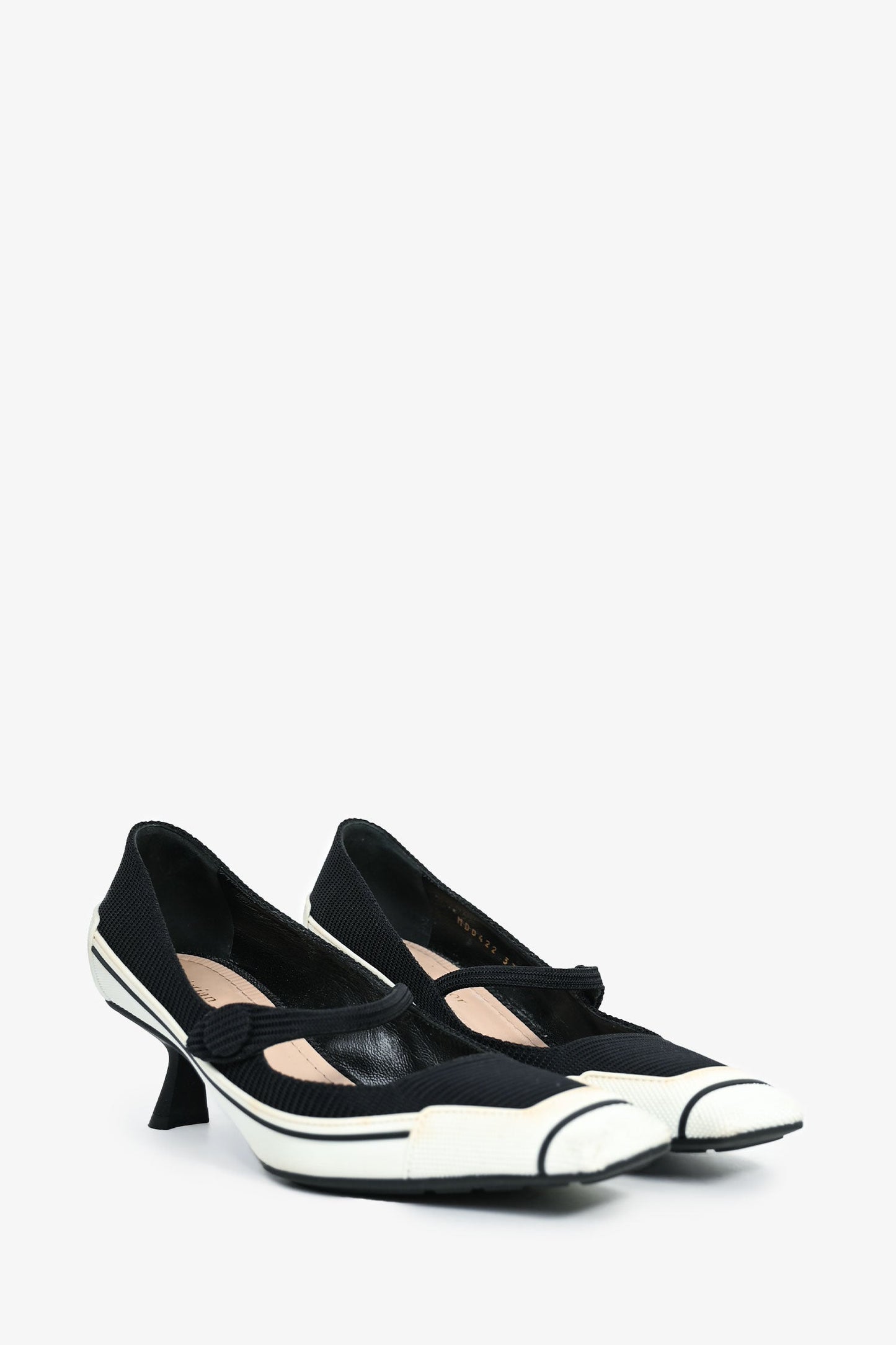 Christian Dior Black/White Rubber Slingback Heels Size 37.5