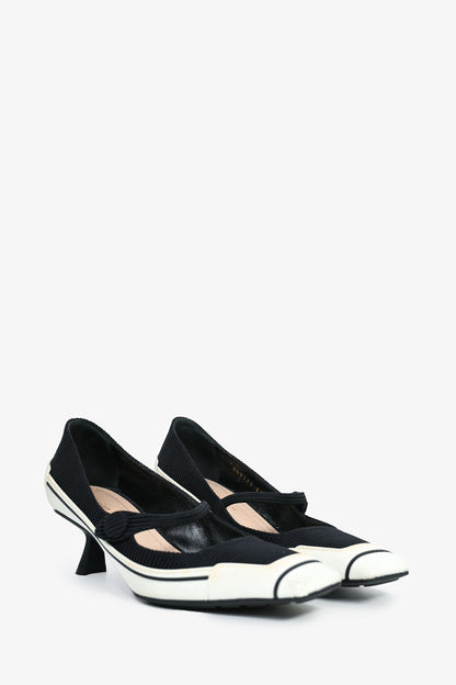 Christian Dior Black/White Rubber Slingback Heels Size 37.5