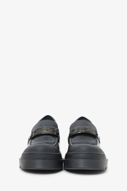 Christian Dior Black Leather/Rubber Toe Loafers Size 37