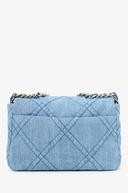 Pre-Loved Chanel™ Blue Denim 'Chanel 19' Medium Flap Bag