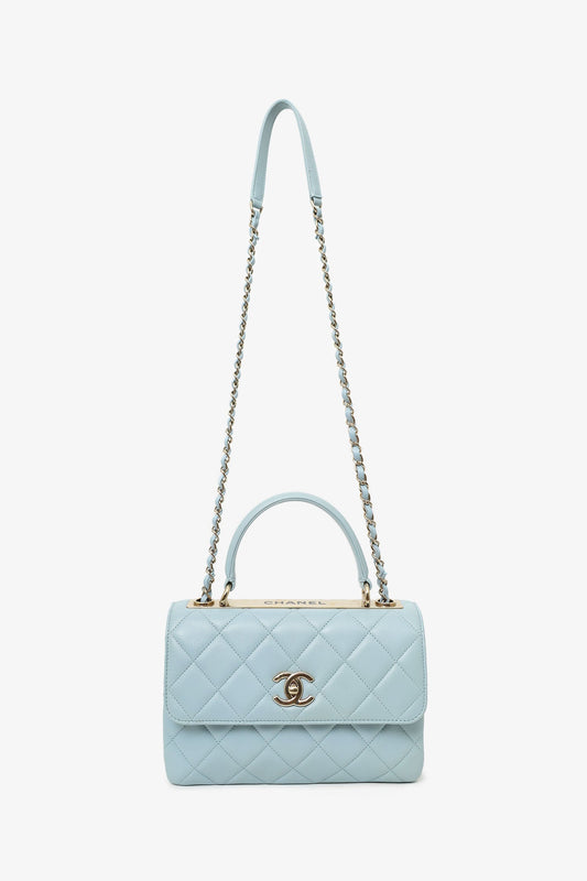 Pre-Loved Chanel™ Blue Quilted Lambskin Medium Trendy CC Top Handle