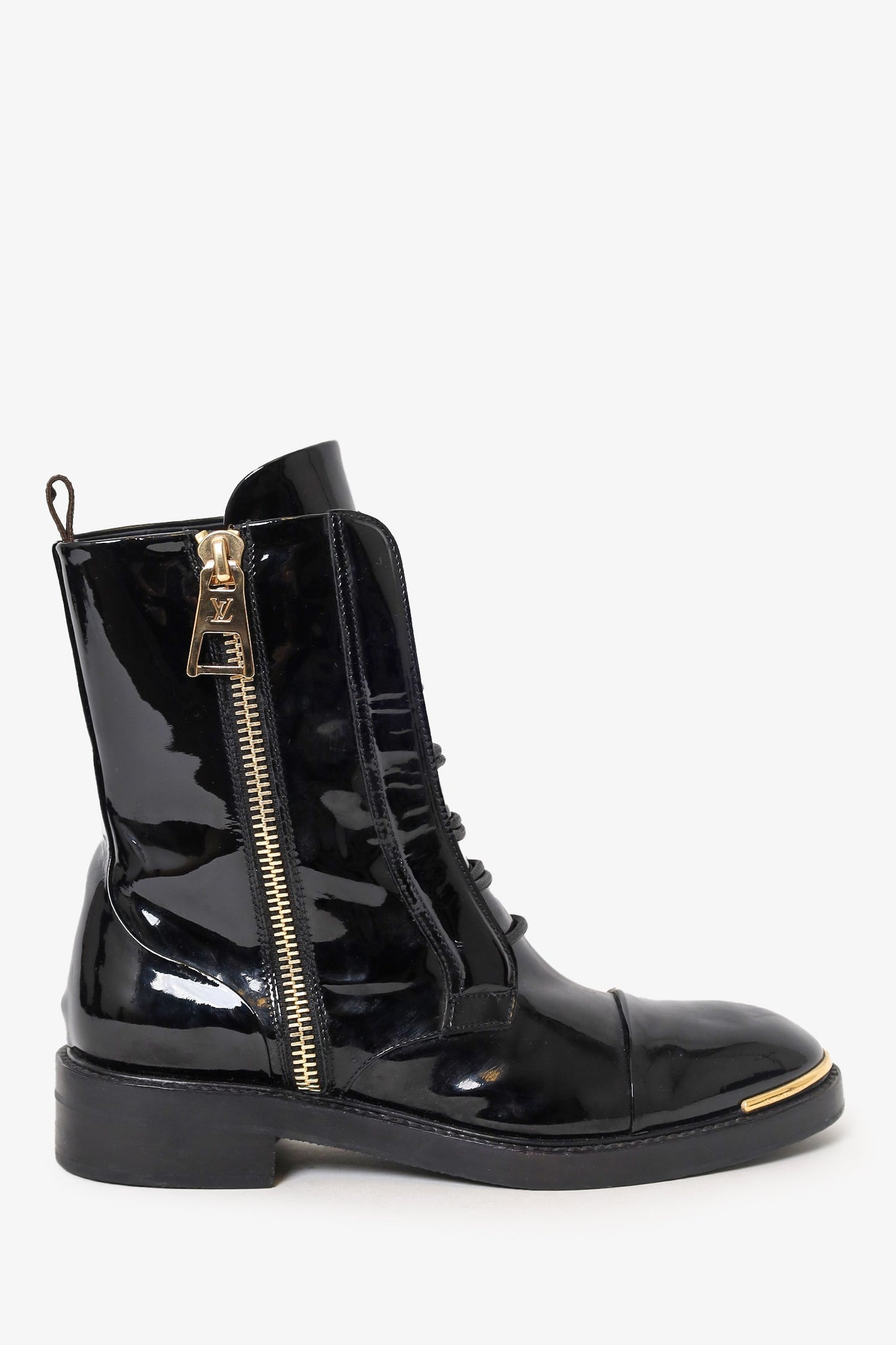 Louis Vuitton Patent Leather Combat Boots Size 37