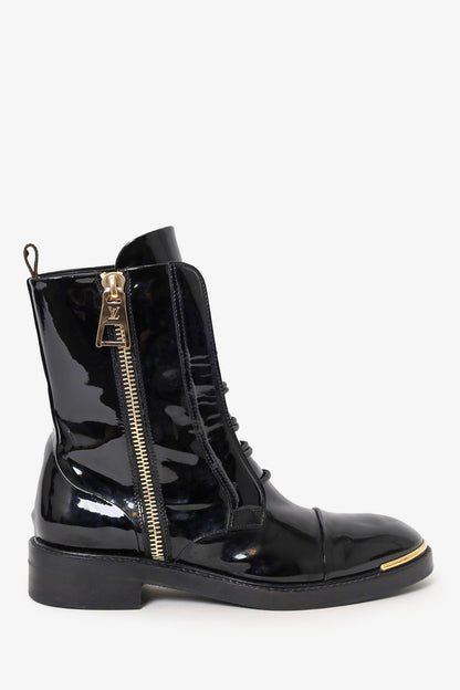 Louis Vuitton Patent Leather Combat Boots Size 37