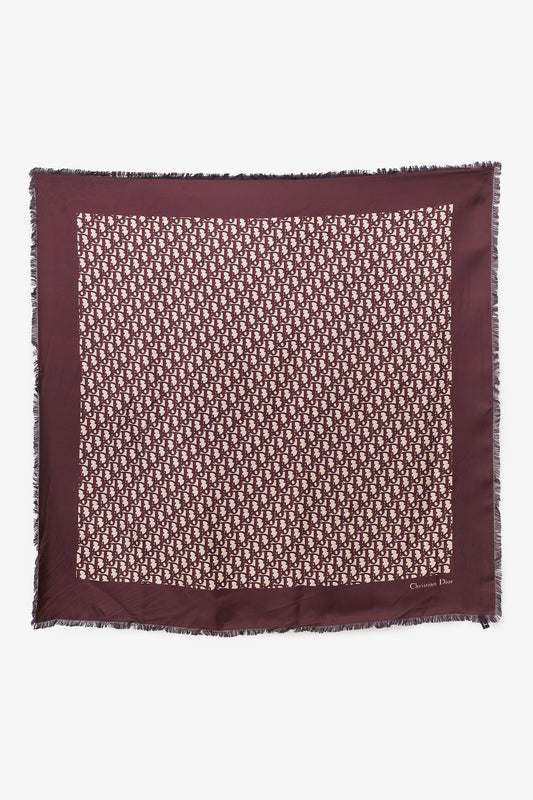 Christian Dior Blue/Brown Diortwin Reversible Oblique Silk Scarf