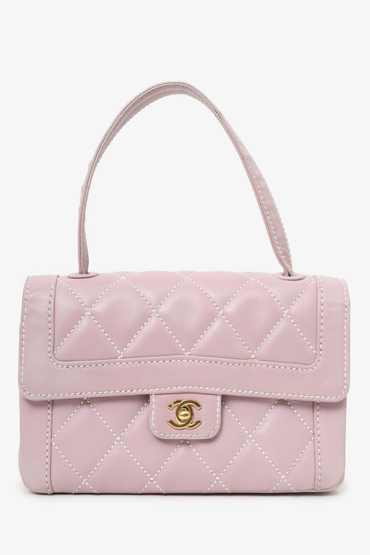 Pre-Loved Chanel™ 2004-05 Lilac Purple Wild Stitch Medium Top Handle Flap Bag