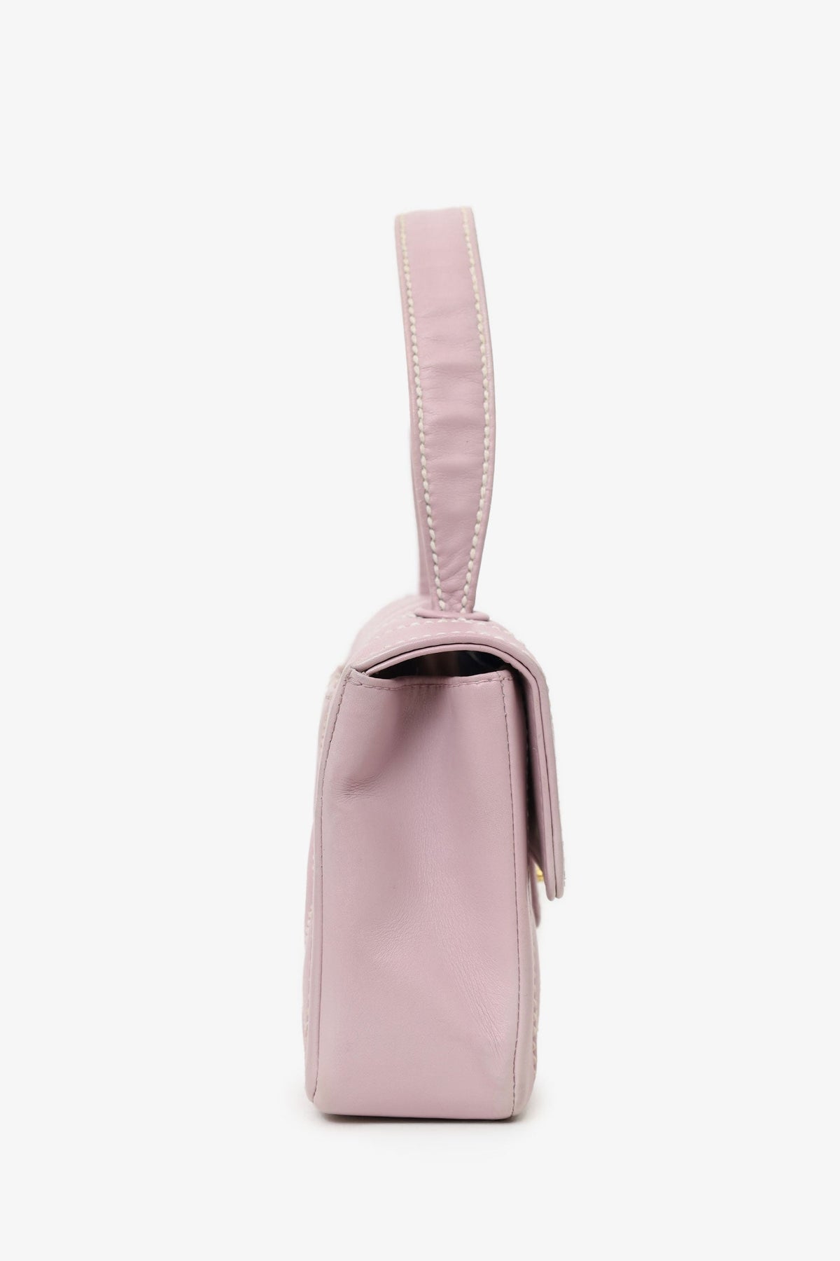 Pre-Loved Chanel™ 2004-05 Lilac Purple Wild Stitch Medium Top Handle Flap Bag