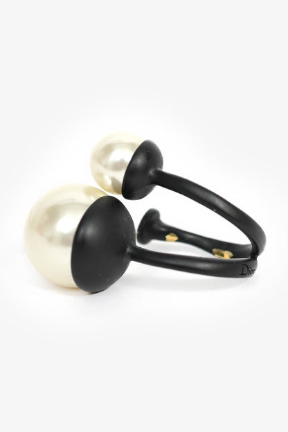 Christian Dior Black Faux Pearl Wrap Ring