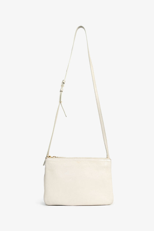 Celine 2015 Cream Grained Leather Small Trio Crossbody Bag