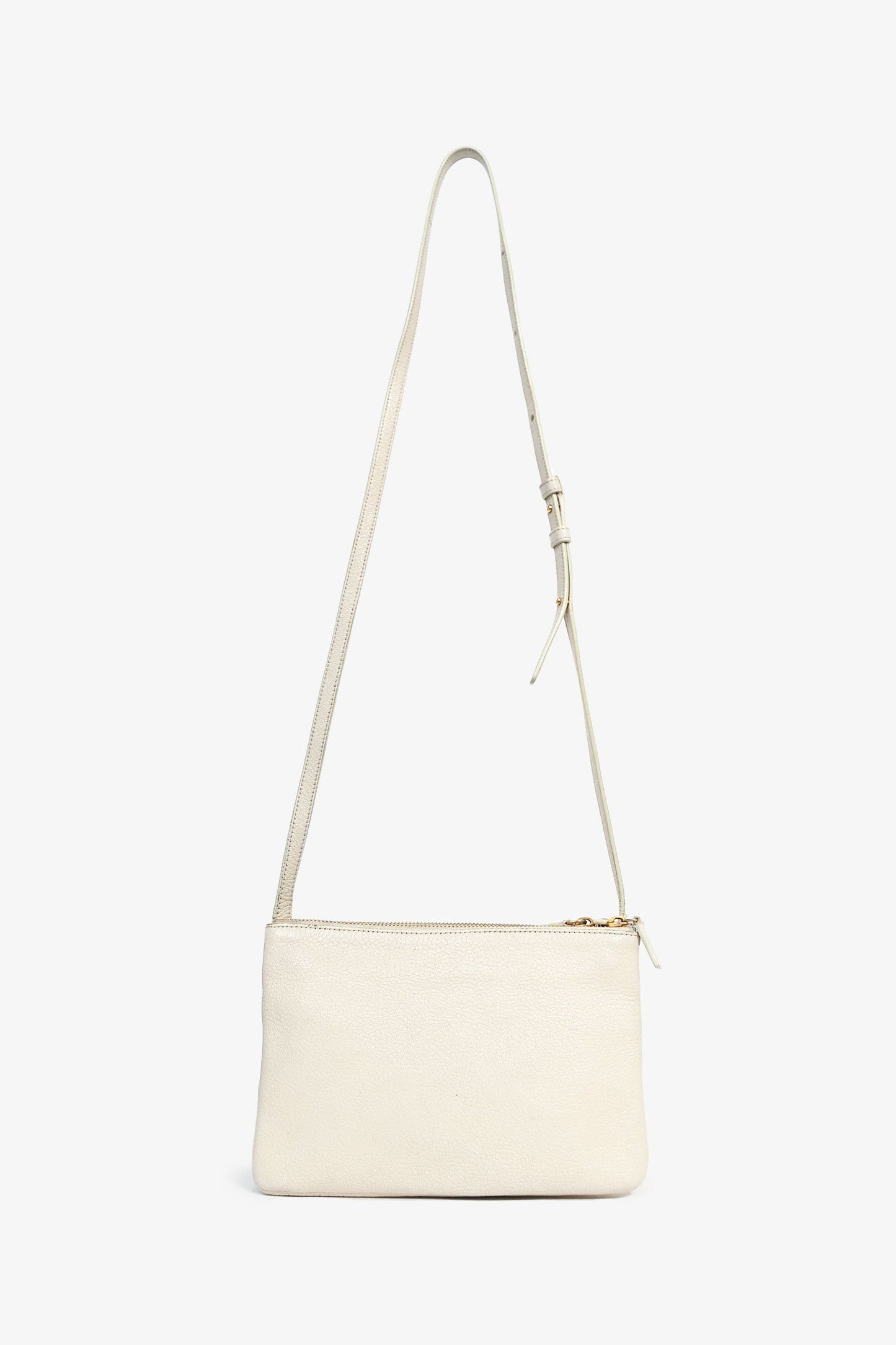 Celine 2015 Cream Grained Leather Small Trio Crossbody Bag