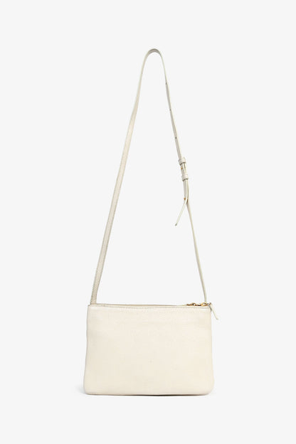 Celine 2015 Cream Grained Leather Small Trio Crossbody Bag