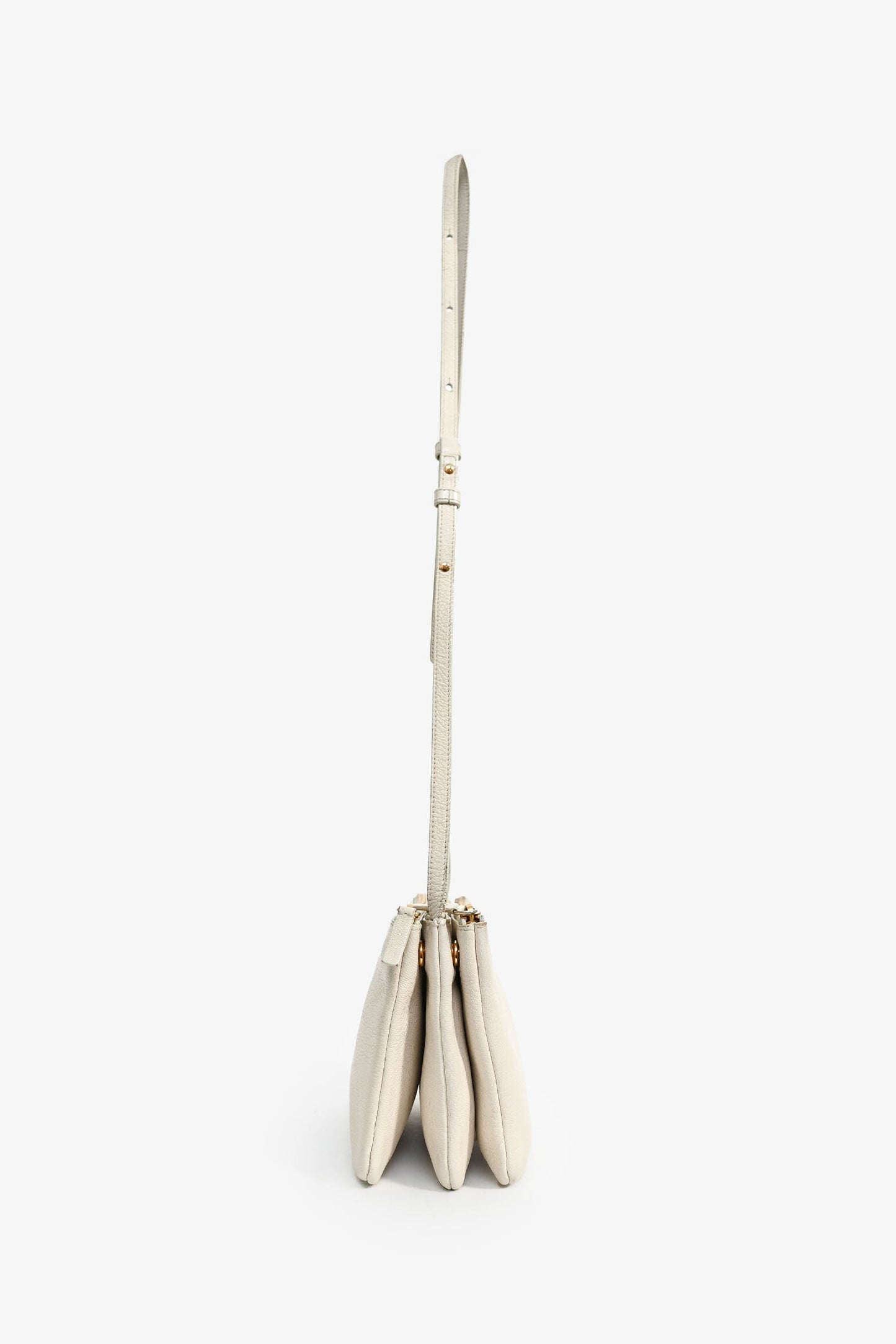 Celine 2015 Cream Grained Leather Small Trio Crossbody Bag