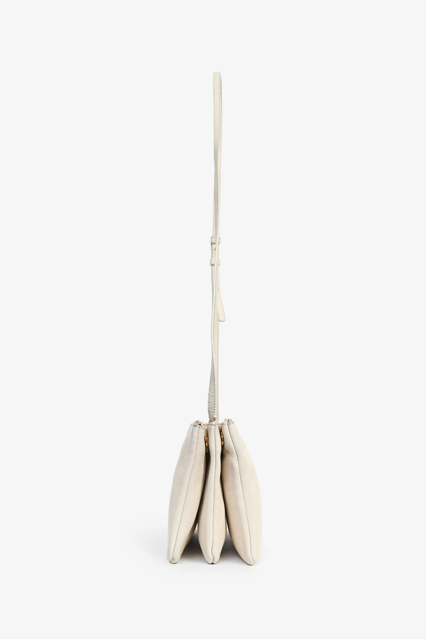 Celine 2015 Cream Grained Leather Small Trio Crossbody Bag