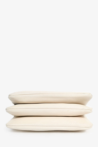 Celine 2015 Cream Grained Leather Small Trio Crossbody Bag